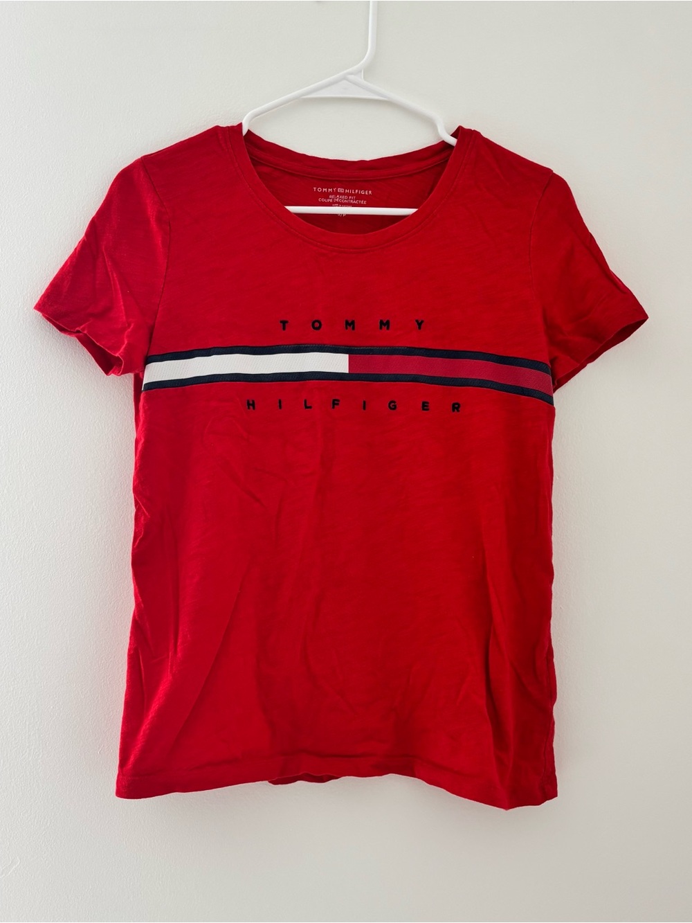 Red Tommy Hilfiger Logo Tee